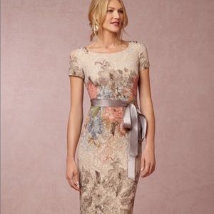 Adrianna Papell Matelasse Column Gown Metallic Blush
